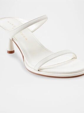Marc Fisher LTD Alonde Heeled Slide Sandals  White Leather Strappy Mule Heels